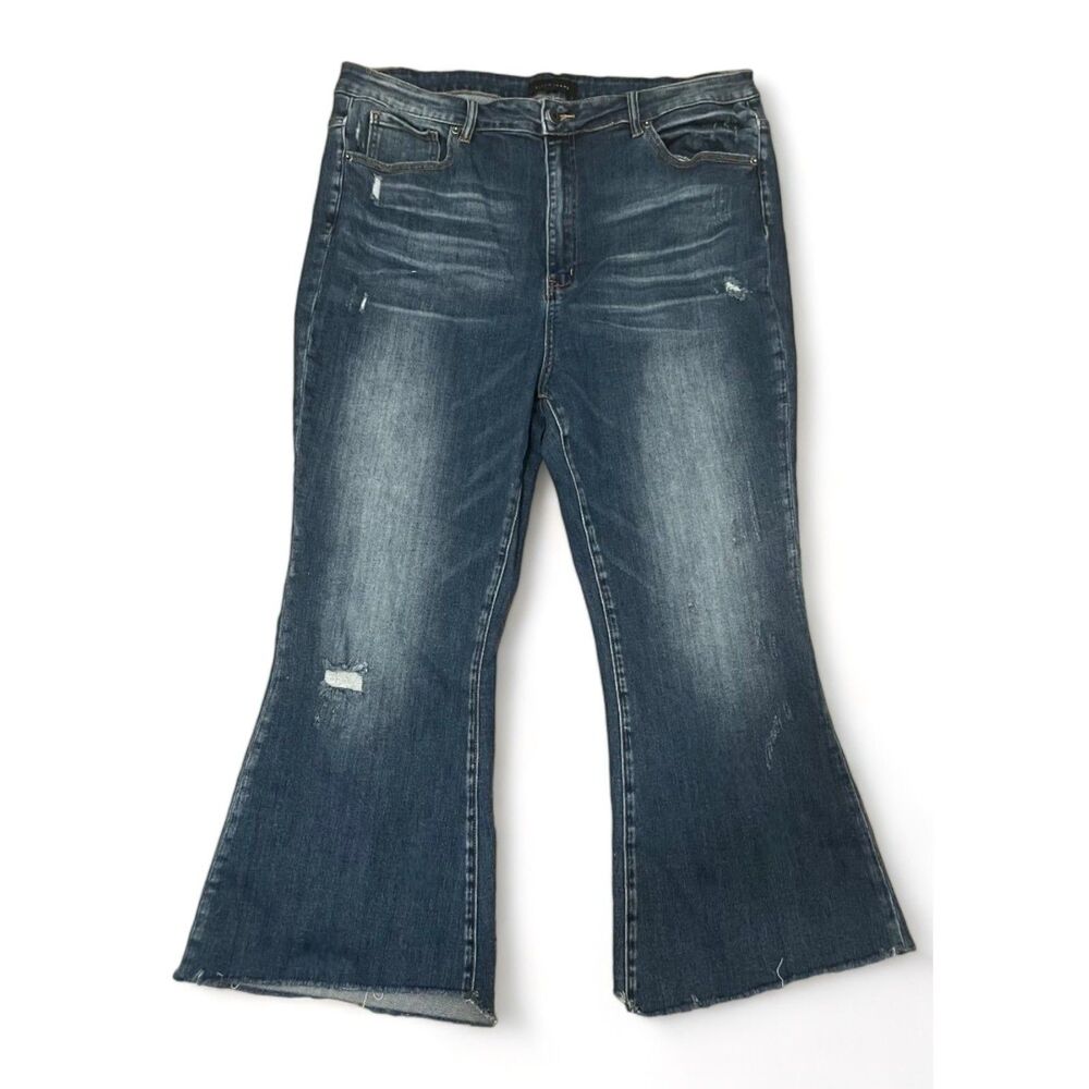 RISEN Vintage Washed Stretch Flare Jeans, Size 3XL